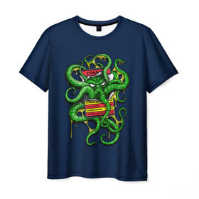 Мужская футболка 3D с принтом Ктулху в Кировске, 100% полиэфир | прямой крой, круглый вырез горловины, длина до линии бедер | call | cthulhu | howard | kraken | lovecraft | octopus | tentacles | говард | зов | кракен | ктулху | лавкрафт | осьминог | щупальца