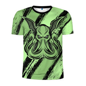 Мужская футболка 3D спортивная с принтом Ктулху в Кировске, 100% полиэстер с улучшенными характеристиками | приталенный силуэт, круглая горловина, широкие плечи, сужается к линии бедра | cthulhu | божество | кракен | лавкрафт | миф | монстр | океан | чудовище