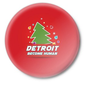 Значок с принтом Detroit become human в Кировске,  металл | круглая форма, металлическая застежка в виде булавки | 