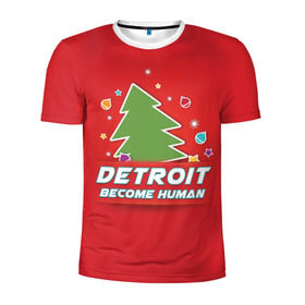 Мужская футболка 3D спортивная с принтом Detroit become human в Кировске, 100% полиэстер с улучшенными характеристиками | приталенный силуэт, круглая горловина, широкие плечи, сужается к линии бедра | 