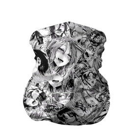 Бандана-труба 3D с принтом Manga ahegao в Кировске, 100% полиэстер, ткань с особыми свойствами — Activecool | плотность 150‒180 г/м2; хорошо тянется, но сохраняет форму | ahegao | manga | ахегао | комиксы | лицо | манга | паттрен | чернобелый | эмоции