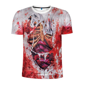 Мужская футболка 3D спортивная с принтом Кровь в Кировске, 100% полиэстер с улучшенными характеристиками | приталенный силуэт, круглая горловина, широкие плечи, сужается к линии бедра | кишки | кровь | мертвец | мертвый | ребра | тело