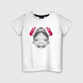 Детская футболка хлопок с принтом Хрюня в противогазе в Кировске, 100% хлопок | круглый вырез горловины, полуприлегающий силуэт, длина до линии бедер | breaking bad | во все тяжкие | джесси пинкман | свинка | свинья