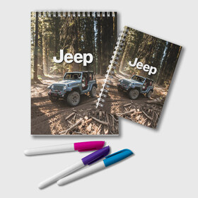 Блокнот с принтом Jeep в Кировске, 100% бумага | 48 листов, плотность листов — 60 г/м2, плотность картонной обложки — 250 г/м2. Листы скреплены удобной пружинной спиралью. Цвет линий — светло-серый
 | Тематика изображения на принте: 4х4 | forest | jeep | nature | off road | russia | siberia | ural | usa | бездорожье | внедорожник | дальний восток | лес | природа | ралли | россия | сибирь | сша | тайга | урал
