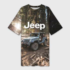 Платье-футболка 3D с принтом Jeep в Кировске,  |  | 4х4 | forest | jeep | nature | off road | russia | siberia | ural | usa | бездорожье | внедорожник | дальний восток | лес | природа | ралли | россия | сибирь | сша | тайга | урал