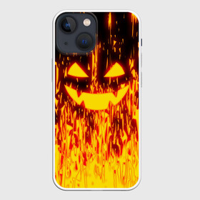 Чехол для iPhone 13 mini с принтом FIRE PUMPKIN в Кировске,  |  | fire | halloween | искры | огонь | праздник | тыква | хэллоуин