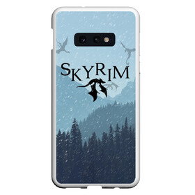 Чехол для Samsung S10E с принтом TES SKYRIM в Кировске, Силикон | Область печати: задняя сторона чехла, без боковых панелей | Тематика изображения на принте: christmas | dovahkiin | dragon | dragonborn | fus ro dah | rpg | skyrim | snow | tes | the elder scrolls | winter is coming | докавин | драконы | новогодний | новый год | рпг | снег