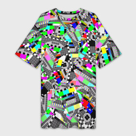 Платье-футболка 3D с принтом Экран профилактики в Кировске,  |  | абстракция | геометрия | настройка | паттрен | писк | профилактика | сигнал | таблица | телевидение | телевизор | цвет