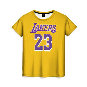 Женская футболка 3D с принтом James 18-19 LA Lakers home в Кировске, 100% полиэфир ( синтетическое хлопкоподобное полотно) | прямой крой, круглый вырез горловины, длина до линии бедер | angeles | james | lakers | lebron | los | nba | usa | анджелес | джеймс | леброн | лейкерс | лос | нба | сша
