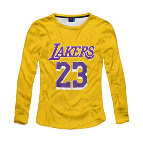 Женский лонгслив 3D с принтом James 18-19 LA Lakers home в Кировске, 100% полиэстер | длинные рукава, круглый вырез горловины, полуприлегающий силуэт | angeles | james | lakers | lebron | los | nba | usa | анджелес | джеймс | леброн | лейкерс | лос | нба | сша