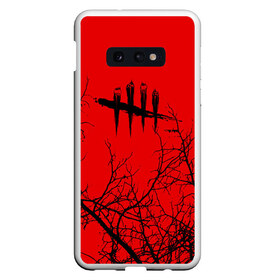 Чехол для Samsung S10E с принтом Dead by Daylight в Кировске, Силикон | Область печати: задняя сторона чехла, без боковых панелей | day | daylight | dbl | dead | dead by daylight | game | games | horror | light | logo | skull | skulls | stripes | survival | дэйлайт | игра | игры | лого | мертвецы | метвец | полосы | ужасы | фпс | череп | черепа | экшн