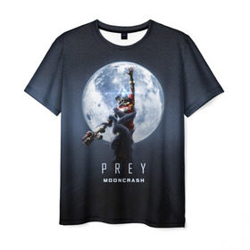 Мужская футболка 3D с принтом PREY: Mooncrash в Кировске, 100% полиэфир | прямой крой, круглый вырез горловины, длина до линии бедер | Тематика изображения на принте: prey | жертва | звезды | земля | игра | космос | луна | фантастика | шутер