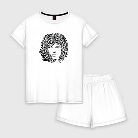 Женская пижама с шортиками хлопок с принтом Jim Morrison в Кировске, 100% хлопок | футболка прямого кроя, шорты свободные с широкой мягкой резинкой | jim morrison | the cristal ship | the doors | джим моррисон | доорз