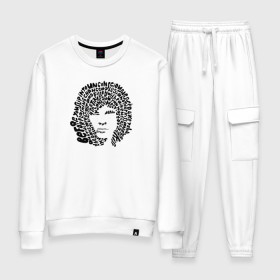 Женский костюм хлопок с принтом Jim Morrison в Кировске, 100% хлопок | на свитшоте круглая горловина, мягкая резинка по низу. Брюки заужены к низу, на них два вида карманов: два 