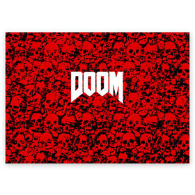 Поздравительная открытка с принтом DOOM в Кировске, 100% бумага | плотность бумаги 280 г/м2, матовая, на обратной стороне линовка и место для марки
 | devil | doom | hell | mark of the doom slayer | slayer | ад | гарнил | дум | знаки | иероглифы | компьютерные игры 2019 | преисподняя | символ | солдат