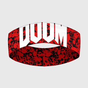 Повязка на голову 3D с принтом DOOM в Кировске,  |  | devil | doom | hell | mark of the doom slayer | slayer | ад | гарнил | дум | знаки | иероглифы | компьютерные игры 2019 | преисподняя | символ | солдат