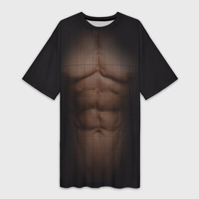 Платье-футболка 3D с принтом Сетка в Кировске,  |  | Тематика изображения на принте: атлет | грудь | качёк | клетка | кубики | мужик | мышцы | парень | пресс | прозрачный | спорт | тело | торс | фигура