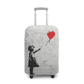 Чехол для чемодана 3D с принтом Бэнкси: Девочка с Шаром в Кировске, 86% полиэфир, 14% спандекс | двустороннее нанесение принта, прорези для ручек и колес | art | balloon | banksy | culture | girl | graffity | heart | hearts | red | арт | бэнкси | граффити | девочка | девочка с шаром | красный | красным | культура | сердечки | сердечко | сердце | стрит | шар | шарик | шариком