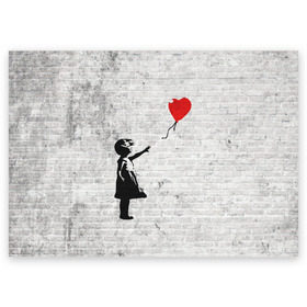 Поздравительная открытка с принтом Бэнкси: Девочка с Шаром в Кировске, 100% бумага | плотность бумаги 280 г/м2, матовая, на обратной стороне линовка и место для марки
 | art | balloon | banksy | culture | girl | graffity | heart | hearts | red | арт | бэнкси | граффити | девочка | девочка с шаром | красный | красным | культура | сердечки | сердечко | сердце | стрит | шар | шарик | шариком