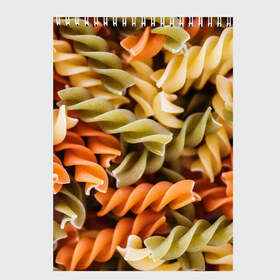 Скетчбук с принтом Макароны Спиральки в Кировске, 100% бумага
 | 48 листов, плотность листов — 100 г/м2, плотность картонной обложки — 250 г/м2. Листы скреплены сверху удобной пружинной спиралью | food | italy | pasta | spagetti | еда | едой | изображение | италия | картинка | макарон | макароны | макарошки | мука | мучное | паста | прикол | прикольные | спагетти | спиральки | фото | юмор