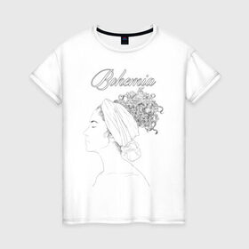 Женская футболка хлопок с принтом Богема в Кировске, 100% хлопок | прямой крой, круглый вырез горловины, длина до линии бедер, слегка спущенное плечо | афро | грация | девушка | красота | мулатка