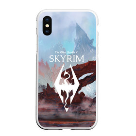 Чехол для iPhone XS Max матовый с принтом The Elder Scrolls SKYRIM в Кировске, Силикон | Область печати: задняя сторона чехла, без боковых панелей | art game | art skyrim | forest | game | skyrim | the elder scrolls v skyrim | горы | довакин | древние свитки | игра | лес | небо | скайрим