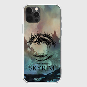 Чехол для iPhone 12 Pro с принтом The Elder Scrolls SKYRIM в Кировске, силикон | область печати: задняя сторона чехла, без боковых панелей | art game | art skyrim | forest | game | skyrim | the elder scrolls v skyrim | горы | довакин | древние свитки | игра | лес | небо | скайрим