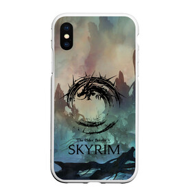 Чехол для iPhone XS Max матовый с принтом The Elder Scrolls SKYRIM в Кировске, Силикон | Область печати: задняя сторона чехла, без боковых панелей | art game | art skyrim | forest | game | skyrim | the elder scrolls v skyrim | горы | довакин | древние свитки | игра | лес | небо | скайрим