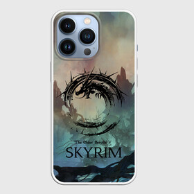 Чехол для iPhone 13 Pro с принтом The Elder Scrolls SKYRIM в Кировске,  |  | Тематика изображения на принте: art game | art skyrim | forest | game | skyrim | the elder scrolls v skyrim | горы | довакин | древние свитки | игра | лес | небо | скайрим