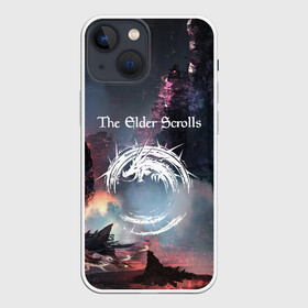 Чехол для iPhone 13 mini с принтом THE ELDER SCROLLS в Кировске,  |  | art game | art skyrim | forest | game | skyrim | the elder scrolls v skyrim | горы | довакин | древние свитки | игра | лес | небо | скайрим