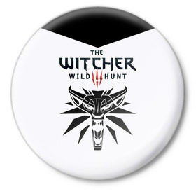 Значок с принтом The Witcher 3: Wild Hunt в Кировске,  металл | круглая форма, металлическая застежка в виде булавки | wild hunt | witcher | арбалет | ведьмак 3 | геральт | дикая | магия | охота | сказка | сфера | фэнтези | цири