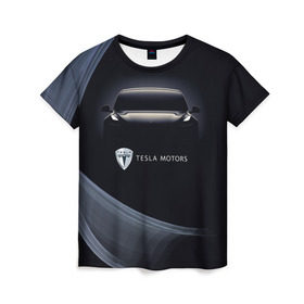 Женская футболка 3D с принтом Tesla Model 3 в Кировске, 100% полиэфир ( синтетическое хлопкоподобное полотно) | прямой крой, круглый вырез горловины, длина до линии бедер | auto | car | cars | coil | electro | elon | future | logo | moto | motors | musk | pixel | tesla | авто | автомобили | автомобиль | будущее | илон | лого | логотип | маск | мото | моторс | символ | тесла | электричество | электро