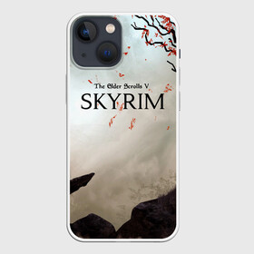 Чехол для iPhone 13 mini с принтом The Elder Scrolls SKYRIM 5 в Кировске,  |  | art game | art skyrim | forest | game | skyrim | the elder scrolls v skyrim | горы | довакин | древние свитки | игра | лес | небо | скайрим