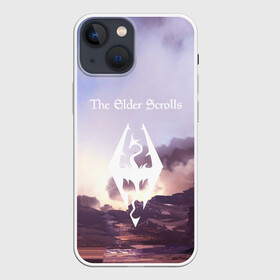 Чехол для iPhone 13 mini с принтом THE ELDER SCROLLS в Кировске,  |  | art game | art skyrim | forest | game | skyrim | the elder scrolls v skyrim | горы | довакин | древние свитки | игра | лес | небо | скайрим