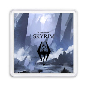 Магнит 55*55 с принтом THE ELDER SCROLLS 5 SKYRIM в Кировске, Пластик | Размер: 65*65 мм; Размер печати: 55*55 мм | art game | art skyrim | forest | game | skyrim | the elder scrolls v skyrim | горы | довакин | древние свитки | игра | лес | небо | скайрим