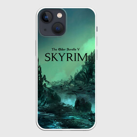 Чехол для iPhone 13 mini с принтом SKYRIM в Кировске,  |  | art game | art skyrim | forest | game | skyrim | the elder scrolls v skyrim | горы | довакин | древние свитки | игра | лес | небо | скайрим