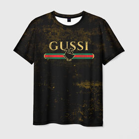 Мужская футболка 3D с принтом GUSSI GOLD в Кировске, 100% полиэфир | прямой крой, круглый вырез горловины, длина до линии бедер | fasion | gold | gucci | gussi | trend | гусси | гуччи | золото | золотой | мода | одежда | тренд | тренды