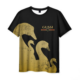 Мужская футболка 3D с принтом GUSSI GOLD в Кировске, 100% полиэфир | прямой крой, круглый вырез горловины, длина до линии бедер | fasion | gold | gucci | gussi | trend | гусси | гуччи | золото | золотой | мода | одежда | тренд | тренды
