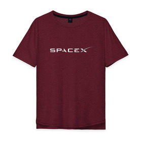 Мужская футболка хлопок Oversize с принтом SpaceX в Кировске, 100% хлопок | свободный крой, круглый ворот, “спинка” длиннее передней части | elon musk | spacex | илон маск | космос | спэйсикс