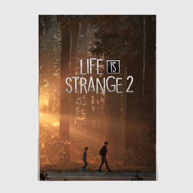 Постер с принтом Life is Strange 2 в Кировске, 100% бумага
 | бумага, плотность 150 мг. Матовая, но за счет высокого коэффициента гладкости имеет небольшой блеск и дает на свету блики, но в отличии от глянцевой бумаги не покрыта лаком | adventure | life | life is strange | road | video game | дороги | жизнь | закат | квест | лес | приключения