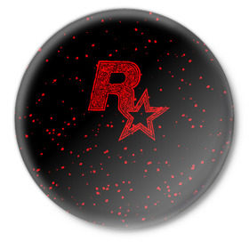 Значок с принтом Rockstar в Кировске,  металл | круглая форма, металлическая застежка в виде булавки | Тематика изображения на принте: auto | dead | grand | gta | gta5 | rdr | red | redemption | rockstar | theft | рокстар