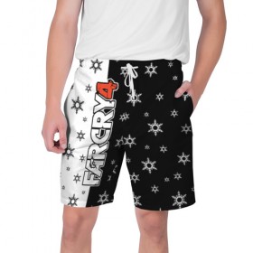 Мужские шорты 3D с принтом Новогодний Far Cry в Кировске,  полиэстер 100% | прямой крой, два кармана без застежек по бокам. Мягкая трикотажная резинка на поясе, внутри которой широкие завязки. Длина чуть выше колен | 