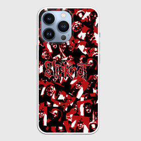 Чехол для iPhone 13 Pro с принтом SlipKnot камуфляж в Кировске,  |  | Тематика изображения на принте: белый | гранж | красный | лица | маска | маски | метал | милитари | ню метал | паттрен | слипкнот | слипнот | участники | черный