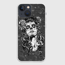 Чехол для iPhone 13 mini с принтом Sugar girl в Кировске,  |  | death | dia | helloween | witch | праздник | хелоуин | хэллоуин | череп