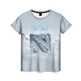 Женская футболка 3D с принтом Дота 2 с Новым Годом! в Кировске, 100% полиэфир ( синтетическое хлопкоподобное полотно) | прямой крой, круглый вырез горловины, длина до линии бедер | 