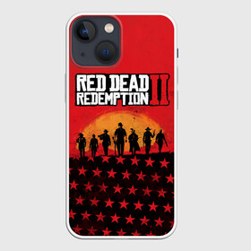 Чехол для iPhone 13 mini с принтом Red Dead Redemption 2 в Кировске,  |  | dead | die | flag | game | games | gta | rdr | rdr2 | red | redemption | rockstar | sun | sunset | western | вестерн | выкуп | гта | дикий | закат | запад | игра | игры | красный | мертвый | поле | рдр | рдр2 | рокстар | солнце