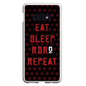 Чехол для Samsung S10E с принтом Eat Sleep RDR2 Repeat в Кировске, Силикон | Область печати: задняя сторона чехла, без боковых панелей | Тематика изображения на принте: dead | die | eat | flag | game | games | gta | rdr | rdr2 | red | redemption | repeat | rockstar | sleep | sun | western | вестерн | выкуп | гта | дикий | запад | игра | игры | красный | мертвый | рдр | рдр2 | рокстар | солнце