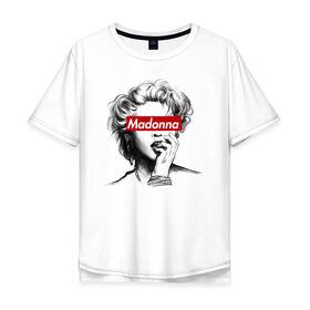 Мужская футболка хлопок Oversize с принтом Мадонна в Кировске, 100% хлопок | свободный крой, круглый ворот, “спинка” длиннее передней части | madonna | pop | мадонна | музыка