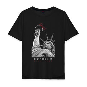 Мужская футболка хлопок Oversize с принтом Статуя свободы в Кировске, 100% хлопок | свободный крой, круглый ворот, “спинка” длиннее передней части | new york | америка | нью йорк | статуя свободы | сша