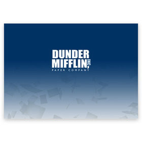 Поздравительная открытка с принтом The Office: Dunder Mifflin в Кировске, 100% бумага | плотность бумаги 280 г/м2, матовая, на обратной стороне линовка и место для марки
 | Тематика изображения на принте: company | dunder | inc | mifflin | office | paper | the | бумага | бумаги | бумажная | дандер | компания | контора | корпорация | листочки | листы | лого | логотип | миффлин | офис | оффис | сериал | сериалы | символ | синий